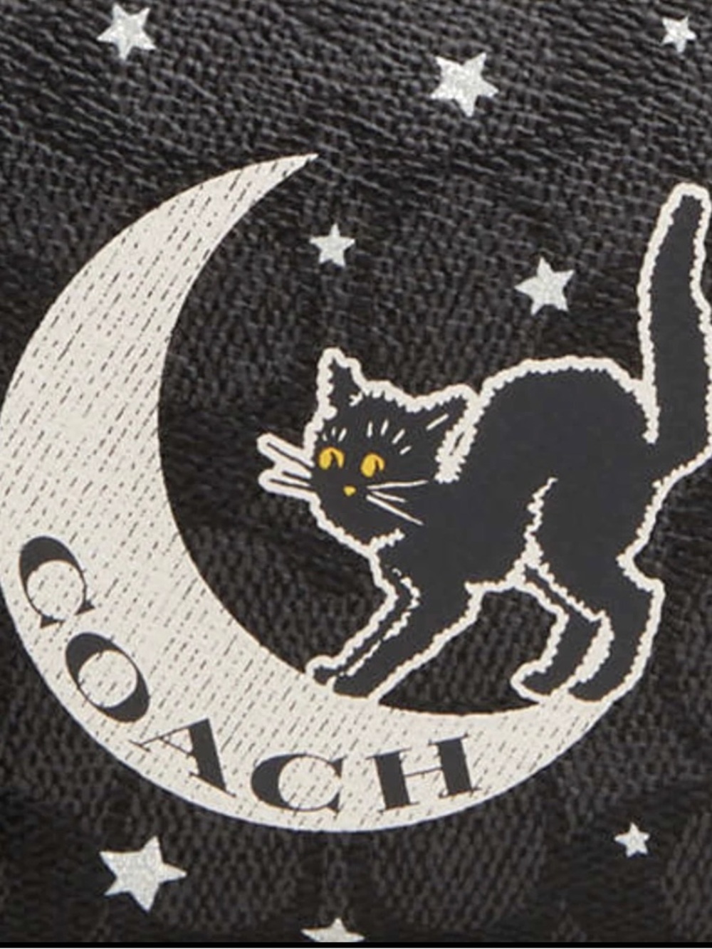 NWOT Coach Halloween Print Cat on Moon Signature Canvas Corner Zip Wristlet - Picture 4 of 5